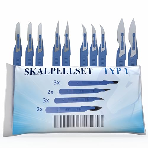 Horn Medical Einweg Skalpell Set Typ I - Skalpelle in den Größen/Figuren 10 (3x), 11 (2x), 12 (3x) und 24 (2x) - einzeln steril verpackt