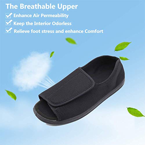 Men's Open Toe Diabetic Recovery Slippers, Adjustable Orthopedic Wide Width Walking Shoes for Arthritis Edema Swollen Feet Elderly Men4