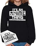 Awkward Styles Unisex It's An Anime Thing You Wouldn't Understand Geek White Graphic Hoodie Tops + Sticker Gift Black L