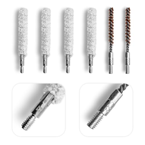 XXLIYA 22 Caliber Cleaning Kit 6PCS Bronze Gun Cleaning Bore Brush Set Mop Cotton Chamber Brush Tools for 22 Cal Rifle Pistol Shotgun Accessories Gun Barrel Cleaner Maintenance