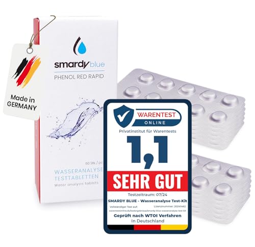 smardy 120 Pastilles de Test Rapide Phenol Red (Valeur pH) pour Piscine, Whirlpool & Aquarium, Analyse précise Eau Potable, Jacuzzi & Spa, Comprimés Made in...