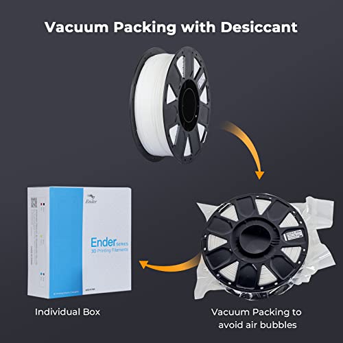 Image of Creality PLA Filament 1.75mm, Tough and Durable 3D Printer Filament with + /-0.02mm Accuracy, Smooth Printing 1KG Spool, White