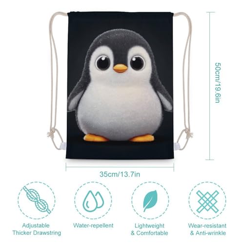 Drawstring Backpack Foldable Draw String Bags Cute Penguin Sackpack Sports Gym Bag for Shopping Yoga2