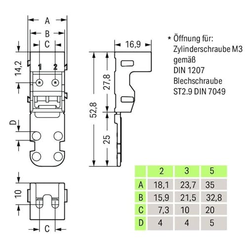 Image of 221-505 | WAGO 221 Series mounting Carrier (24-12 AWG) | 5-Conductor | for Panel Mount | White | [Box of 10 Pieces]