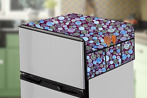 Image of The Furnishing Tree Fridge Top Cover Compatible for Samsung RR26C3893UT /HL, 246 LTR WxL 65x111 in CM Abstract Pattern Multicolor Light