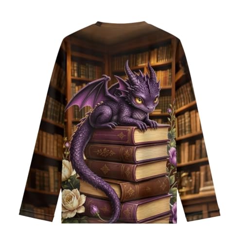 Image of WELLFLYHOM Long Sleeve T-Shirt for Boys Girls 3-16 Years Old Tee Tops Crewneck Pullover Shirts Fall Outfits