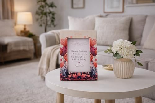 Image of Decorative Photo Frame with Red Heart Floral Design, Premium MDF Material, Table and Wall Mount, Romantic Gift for Couples, Anniversary, Birthday, Valentine