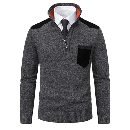 Pull épais à demi-fermeture éclair homme en tricot chaud pour l'hiver
