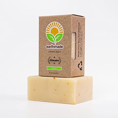 Earthmade Climate Sunscreen Handmade Moisturizing Bar Soap|Organic Body and Face Soap with Marula, Argan and Moringa Extract|Cold-Processed I No Harsh Chemicals|Organic| No Preservatives| Cruelty Free| SLS Free ( 1 Bar Soap, 6 Oz)
