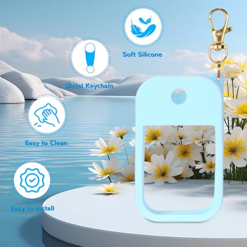 Hand Sanitizer Spray Case Compatible with Touchland Power Mist 1 oz – Silicone Case with Keychain for Touch Land Mist 1 fl oz（30 ml）, Hand Sanitizer Accessory for 1 fl oz (Blue, 1 Pack)