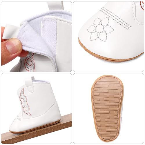 MK MATT KEELY Baby Boys Girls Cowboy Boots Infant Western Boots Toddler Soft Sole Non-Slip Round Toe Bootie Newborn First Walker Crib Shoes3