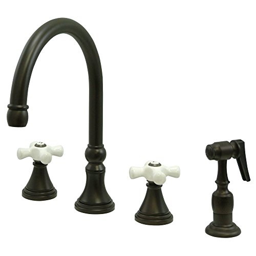 Elements of Design ES2795PXBS Deck Mount Kitchen Faucet with Brass Sprayer, 8", Oil Rubbed Bronze