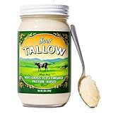 Pasture Raised Beef Tallow, Grass-Fed & Grass-Finished, Made from Beef Suet for more nutrients, Glass Jar