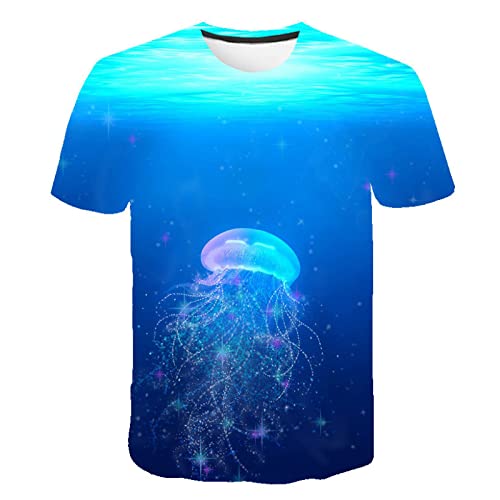 BAIOKAISHUII Unisex 3D Gedrucktes Tier Mysteriöse Quallen T-Shirt Sommer Mode Personalisierte Casual Kurzarm T-Shirts O Kragen T-Shirt Top, T-Shirt, S Cover