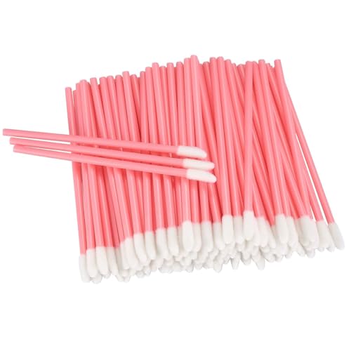 VIVIIHOO 100 Pinceles Desechables para Labios, pintalabios, Pinceles de Maquillaje para Cejas, Juego de Herramientas de Belleza (Rosa)