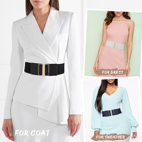 WHIPPY Women Wide Elastic Belt Stretchy Thick Belts for Women Dresses Ladies Fashion Waistband3