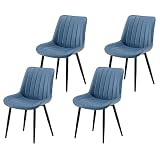 Garvishk Garvis Esszimmerstühle 4er Set Polsterstühle mit Sitzkissen künstlicher Stoff Küchenstuhl Wohnzimmerstuhl Schminktisch Stuhl ergonomischer Stuhl (Himmelblau)