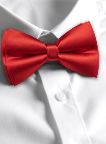 Image of Solid Color Bow Ties for Men Silk Pre-tied Tuxedo Bowtie Set 4PCS