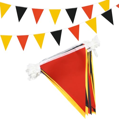 20 m jaune noir et rouge banderole décoration de fête, 52 pièces fanion étanche pour intérieur extérieur anniversaire désherbage fête bébé douche...