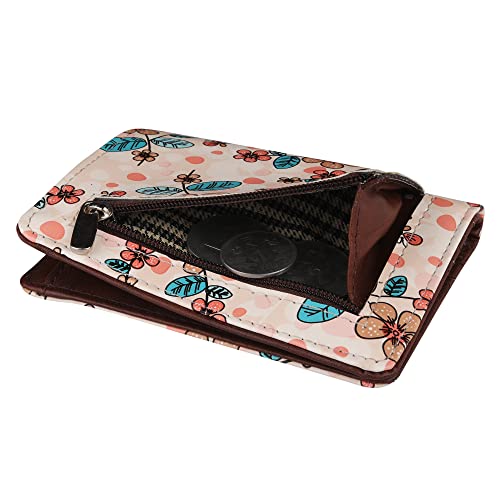 ShopMantra Small Wallet for Girls | Slim Pastel Floral Pattern Card Holder | Bi Fold Faux Leather Girl's Wallet