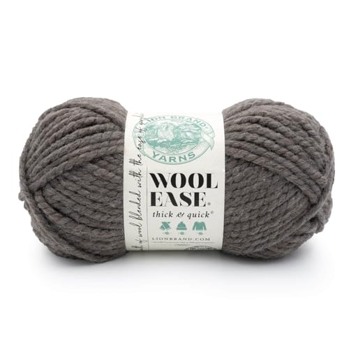 Image of Lion Brand Yarn, Wool-Ease Thick & Quick Yarn, Teak, Gray Brown, 1 Pack | Super Bulky Wool Acrylic Blend Fiber for Soft Hats, Sweaters, Chunky Blankets, Yarn for Crochet, Knitting, Crafts, Weaving