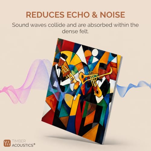 Image of Timber Acoustics Acoustic Art Wall Panels for Music Studio, 48 inchx32 inch PET Felt Sound Absorbing & Noise Reduction Panels for Wall, Acoustic Panels for Music Studio, (Vinyl Wood Fusion, Set of 6)