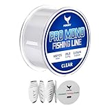 POWJOY 20lb Clear Monofilament Fishing Line 600Yds, No‑Tangle Snap Ring, Low-Stretch Nylon Mono String with Knot Guide, Invisible Underwater & Abrasion Resistant, Multi purpose for hanging decorations