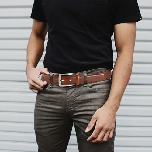 Image of DOOPAI Mens Dress Belt - Genuine Leather Dress Belts For Men,Casual Suit Jeans Belt-Single Prong Buckle black belt