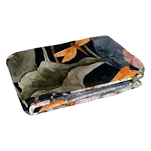 Couverture douce de qualité supérieure imprimé lotus et libellule pour lit raffiné