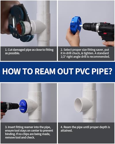 Image of DAYDOOR 3'' PVC Pipe Reamer, 3-Inch PVC Fitting Saver | 4-Sided Carbide Blade Hub Saver, Socket Saver Plumbing Tool for Sch.40 PVC, CPVC, ABS, Fit Standard 1 /2 inch Drills