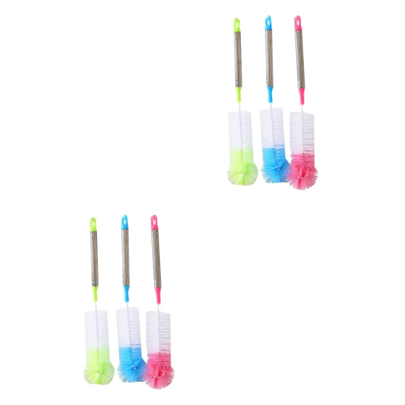 Zerodeko 2 Set Spazzole Per Bottiglie Teste Colorate Per Pulizia Biberon Tazze E Bottiglie Casuale Colore Casuale 3 Pezzi*2