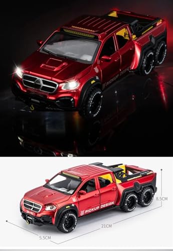 Image of Scale Exclusive Alloy Metal Pull Back | Die-cast Car Model with Sound Light Mini Auto Toy for Kids Metal Model Toy Car with Sound and Light (1.28 Scale-6 * 6 AMG Pickup-Black)