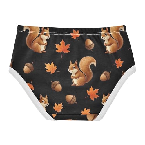 Toddler Girls Underwear 2t Cotton Panties for Girl Florals Briefs Undies Kids Cute Brown Squirrels Black2