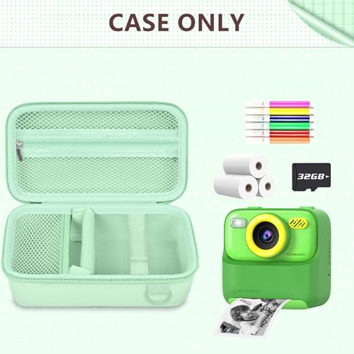 Image of Leayjeen Kids Camera Case Compatible with Cimizi /Gofunly /Aasonida /CAMCLID /LETSHAHA Kids Instant Print Camera, Kids Instant Camera for 1080P Printed Photos,Birthday Gifts for Kids-Green(Case Only)