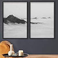 2 Piece Framed Canvas Wall Art Foggy Scenery Canvas Prints Home Artwork Decoration for Living Room,Bedroom - 16