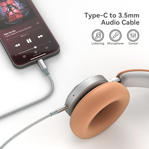 Image of Henrety Aux to USB C Cable 6.5ft, Nylon Braided Hi-Fi Audio Cord for Car, Headphones, Speakers, Compatible with iPhone 15 /16, Galaxy S23 /S22 /S21, Pixel, iPad Pro