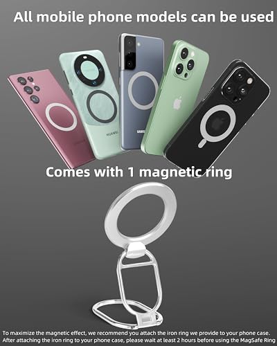 Image of MINDSKY Phone Stand Phone Grip Compatible with iPhone 12 /13 /14 /15 Mini /Pro /Pro Max Accessories Removable Magnetic Finger Phone Ring Grip (Silver)