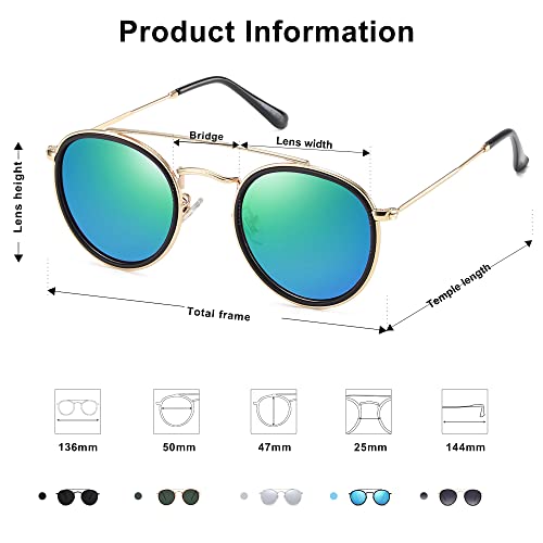 Image of SOJOS Retro Vintage Round Polarized Sunglasses for Women Men Double Bridge Circle Sunnies SJ1104