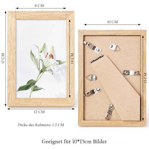 LEMON CLOUD Bilderrahmen Kleine - 10 x 15 HolzRahmen, 2er Set Holz Fotorahmen, MDF Rahmen A6 mit Bruchsicherem Acrylglas und Drehverschluss Rückwand