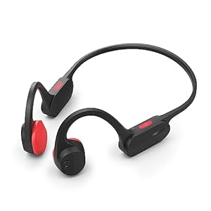 Philips TAA5608BK/00 Kabelloser Open-Ear-Sportkopfhörer|Knochenleitung|Bluetooth LE Audio & LC3|IPX5 wasserbeständig|6 Stunden Wiedergabe|LED-Sicherheitsleuchten|Mikrofon|Tasche|USB-C-Kabel|Schwarz