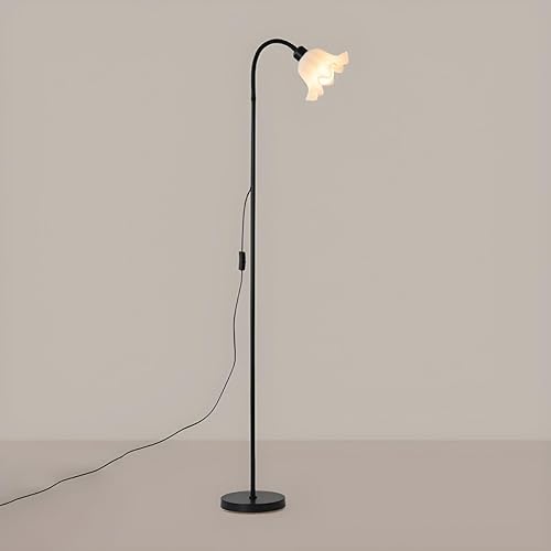 Miniatura 7 de RUNNUP Lámpara de pie moderna, lámpara alta con forma de flor de 1 luz con pantalla acrílica, lámpara alta para sala de estar, dormitorio,