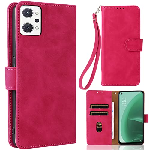 Oppo Reno7 A ケース 手帳型 適用 Reno7 A SIMフリー OPG04 au ワイモバイル 楽天モバイル 全対応 ネノ 7A ケース OPG04 カバー オッポ Reno7A スマホケース リノ7Aケース 滑り止め 合成レザー スタンド ストラップホール付き ストラップ付き 窓口式 カード入れ マグネット 手帳ケース カードケース つや消し 落ち着いた色 ローズレッド
