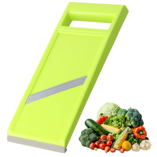 Mandolina de Cocina, Cortador de Verdura Manual, Cortador de Patatas, Rallador de Verduras Profesional, Rallador con Cuchilla de Acero Inoxidable, Perfect cut Mandolina para quesos (Verde)