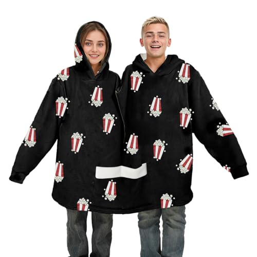 Matching Couples Pajamas Hoodies Funny Couple Onesies Two Person Flannel Blanket Clothes for Adult Bf and Gf (UK Alpha One Size Regular Regular Black)