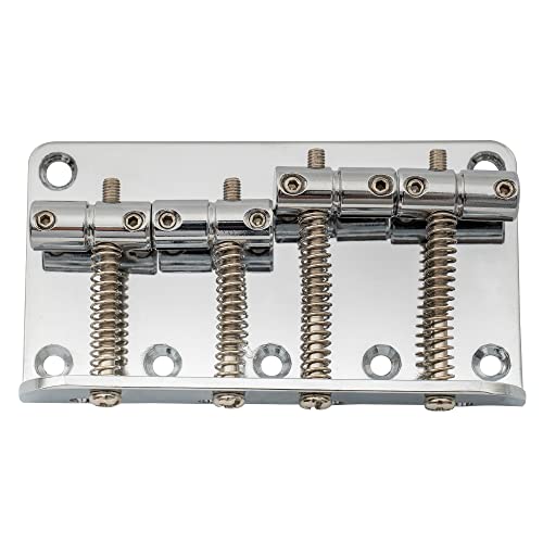Musiclily chevalet à 4 cordes de Style Vintage, Chevalet de Basse pour Squier/Fender Jazz Basse, Chrome - Les Beatles, Paul McCartney, John Lennon, RIngo Starr, George Harrison Musiclily chevalet à 4 cordes de Style Vintage, Chevalet de Basse pour Squier/Fender Jazz Basse, Chrome