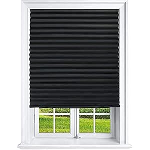 Mirrotek Pleated Window Paper Shades Room Darkening Blinds Black 36″ x 69″ (Pack of 6 Temporary Shades)