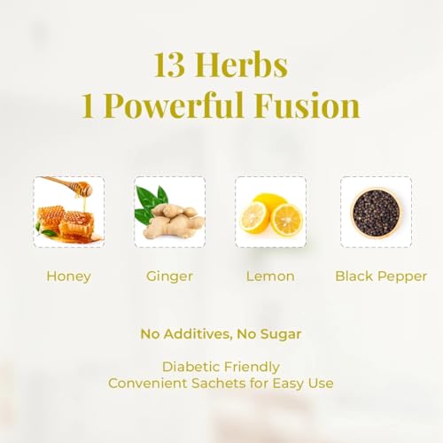 Image of JiViSa The Nectar of Life Herbal Tea for Cold, Cough and Immunity (30 Cups) Kadha with 13 Powerful Herbs, Daily Ayurvedic Tea, Sugar-Free, No-Preservatives Instant Tea Powder Mix Nutraceutical