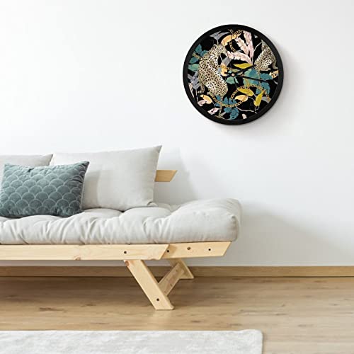 Pendule murale léopard moderne 25.4cm avec chaîne d'or pour décoration intérieure