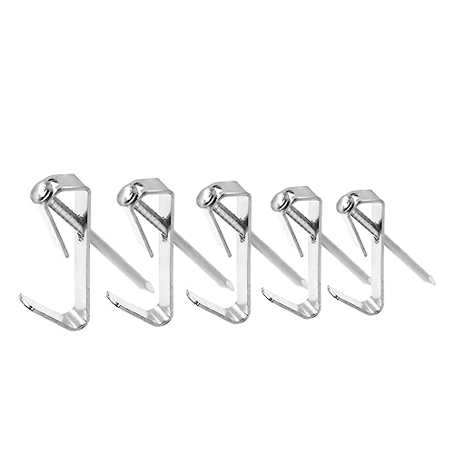 Image of 100 Piece Picture Hanging Kit with 20LB Heavy Duty Hooks, Silver Metal with Nickel Coating, Nail Down Installation, Suitable for Wood, Drywall, Plaster