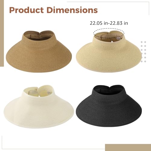 4 Sombreros Visera Plegables de Paja para Mujer miniatura 5